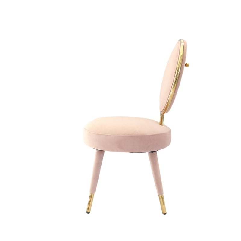 Cid 21 Inch Modern Glam Accent Chair- Round Backrest- Set of 2- Pink Velvet
