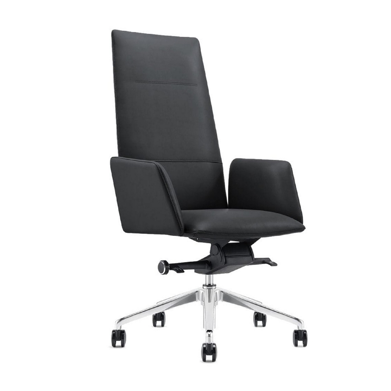 Cid 24 Inch Modern Office Chair- Knee Tilt- Sleek Tall Back- Black