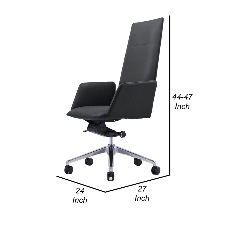Cid 24 Inch Modern Office Chair- Knee Tilt- Sleek Tall Back- Black