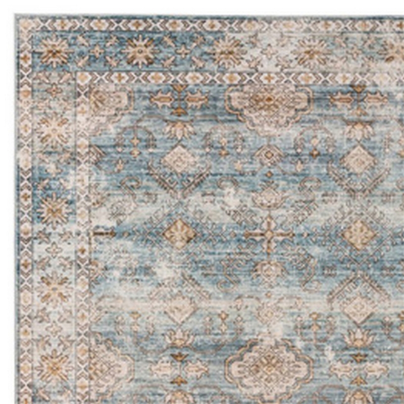 Mia 7 x 5 Medium Soft Fabric Floor Area Rug- Vintage Two Tone Border Design