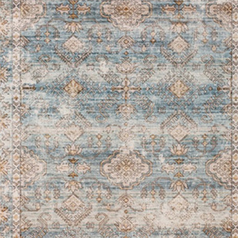 Mia 7 x 5 Medium Soft Fabric Floor Area Rug- Vintage Two Tone Border Design
