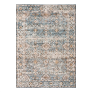 Mia 7 x 5 Medium Soft Fabric Floor Area Rug- Vintage Two Tone Border Design