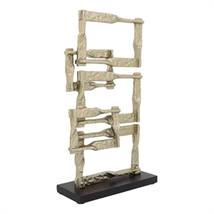 Jodie 23 Inch Metal Modern Accent Decor- Stacked Squares- Block Base- Gold