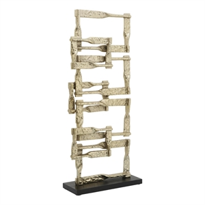 Jodie 27 Inch Metal Modern Accent Decor- Stacked Squares- Block Base- Gold