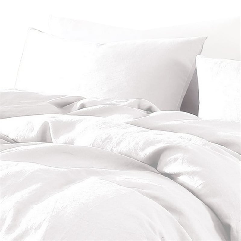 Edge 4 Piece King Size Duvet Comforter Set- Washed Linen- Clean White
