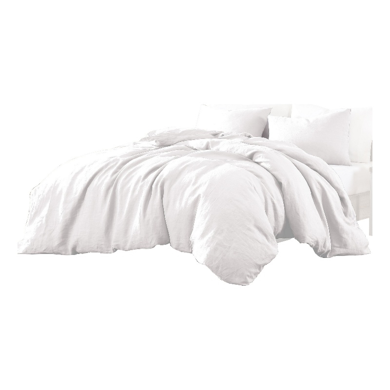 Edge 4 Piece King Size Duvet Comforter Set- Washed Linen- Clean White