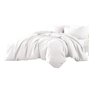 Edge 4 Piece King Size Duvet Comforter Set- Washed Linen- Clean White