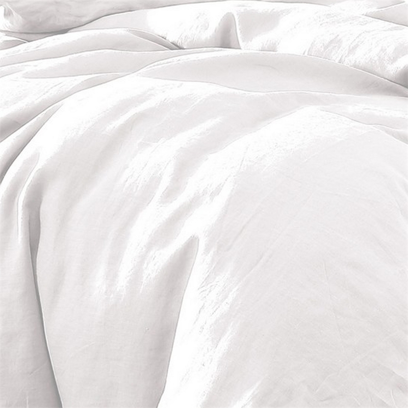 Edge 4 Piece King Size Duvet Comforter Set- Washed Linen- Clean White
