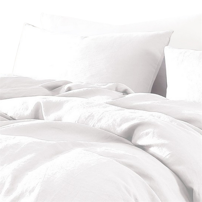 Edge 4 Piece King Size Duvet Comforter Set- Washed Linen- Clean White