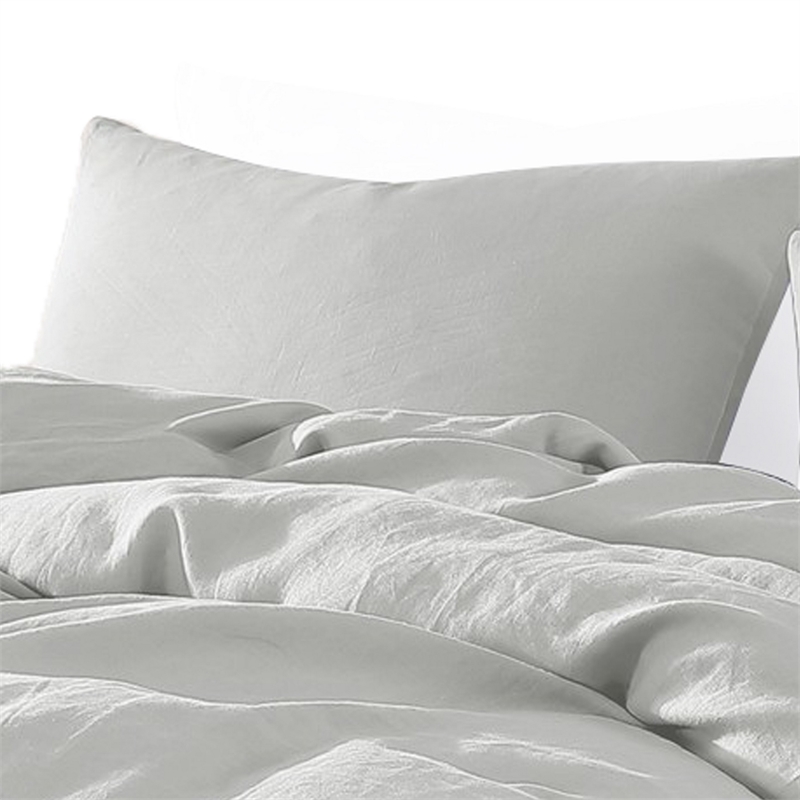 Edge 4 Piece King Size Duvet Comforter Set- Washed Linen- Cotton- Soft Gray