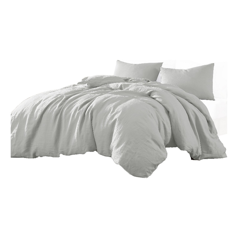 Edge 4 Piece King Size Duvet Comforter Set- Washed Linen- Cotton- Soft Gray