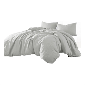 Edge 4 Piece King Size Duvet Comforter Set- Washed Linen- Cotton- Soft Gray