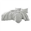 Edge 4 Piece King Size Duvet Comforter Set- Washed Linen- Cotton- Soft Gray