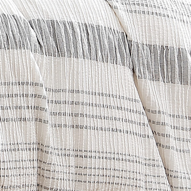 Wim 6 Piece Queen Size Duvet Comforter Set- Accent Pillows- Striped Gray