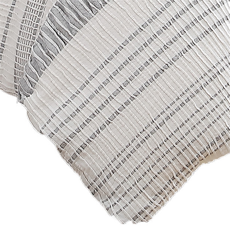 Wim 6 Piece Queen Size Duvet Comforter Set- Accent Pillows- Striped Gray