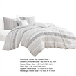 Wim 6 Piece Queen Size Duvet Comforter Set- Accent Pillows- Striped Gray