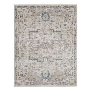 Tyra 5 x 7 Medium Soft Polyester Fabric Floor Area Rug- Medallion- Multicolor