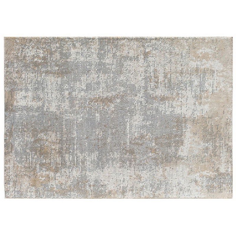8 x 10 Area Rug- Subtle Lined Natural Design- Soft Fabric- Gray- Black