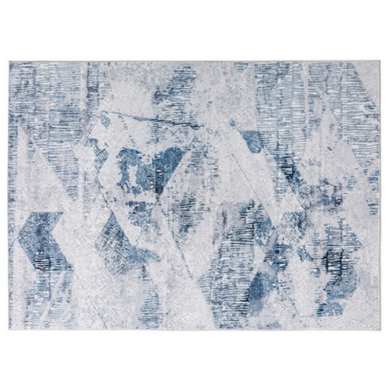 Lexi 5 x 7 Modern Area Rug- Abstract Art Design- Soft Fabric- Blue- Gray