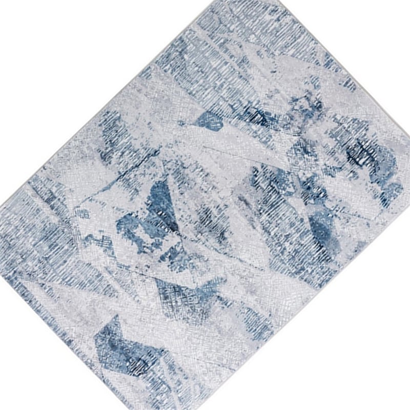 Lexi 5 x 7 Modern Area Rug- Abstract Art Design- Soft Fabric- Blue- Gray