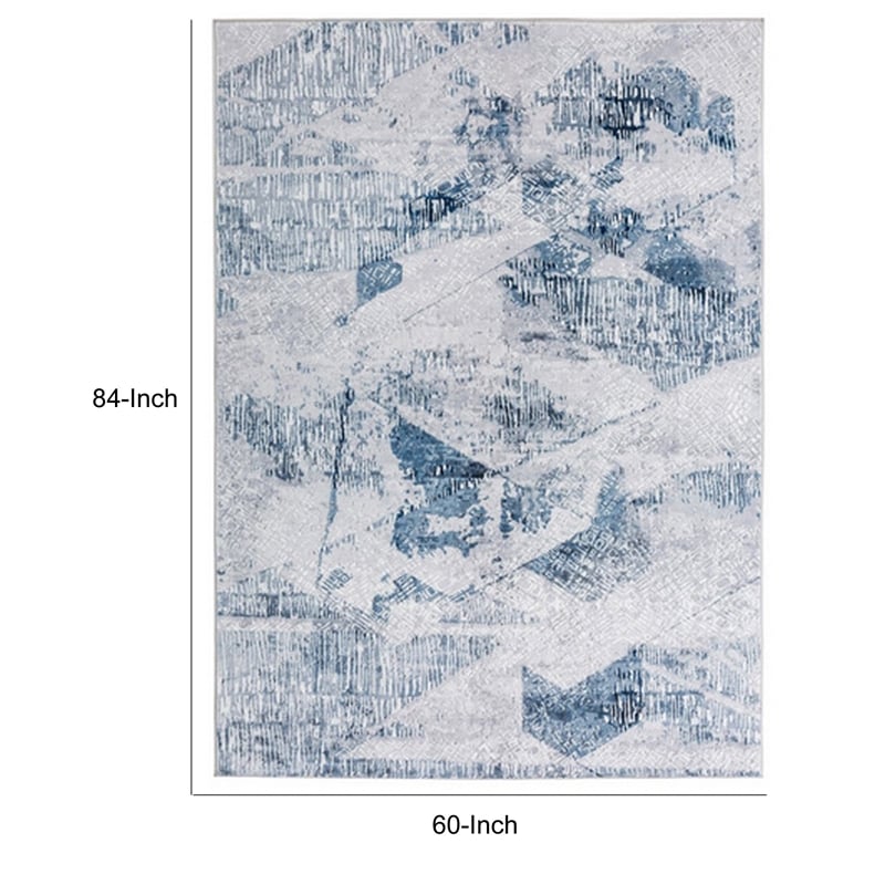 Lexi 5 x 7 Modern Area Rug- Abstract Art Design- Soft Fabric- Blue- Gray