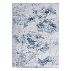 Lexi 5 x 7 Modern Area Rug- Abstract Art Design- Soft Fabric- Blue- Gray