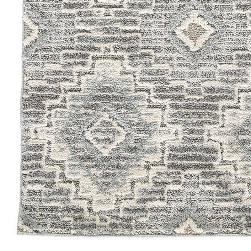 Ari 5 x 7 Modern Area Rug- Diamond Pattern- Soft Fabric- Cream- Gray