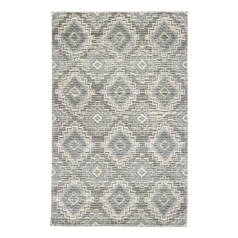 Ari 5 x 7 Modern Area Rug- Diamond Pattern- Soft Fabric- Cream- Gray