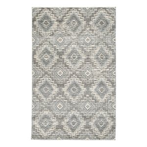 Ari 5 x 7 Modern Area Rug- Diamond Pattern- Soft Fabric- Cream- Gray