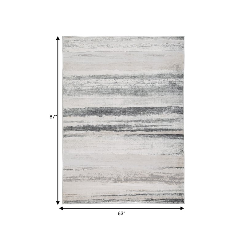 Oxy 5 x 7 Modern Area Rug- Clean Abstract Design- Soft Fabric- Gray- Gold