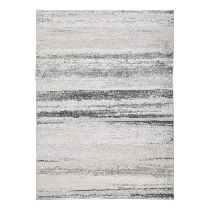 Oxy 5 x 7 Modern Area Rug- Clean Abstract Design- Soft Fabric- Gray- Gold