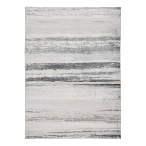 Oxy 5 x 7 Modern Area Rug- Clean Abstract Design- Soft Fabric- Gray- Gold