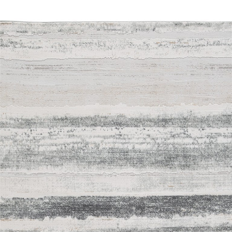 Oxy 5 x 7 Modern Area Rug- Clean Abstract Design- Soft Fabric- Gray- Gold
