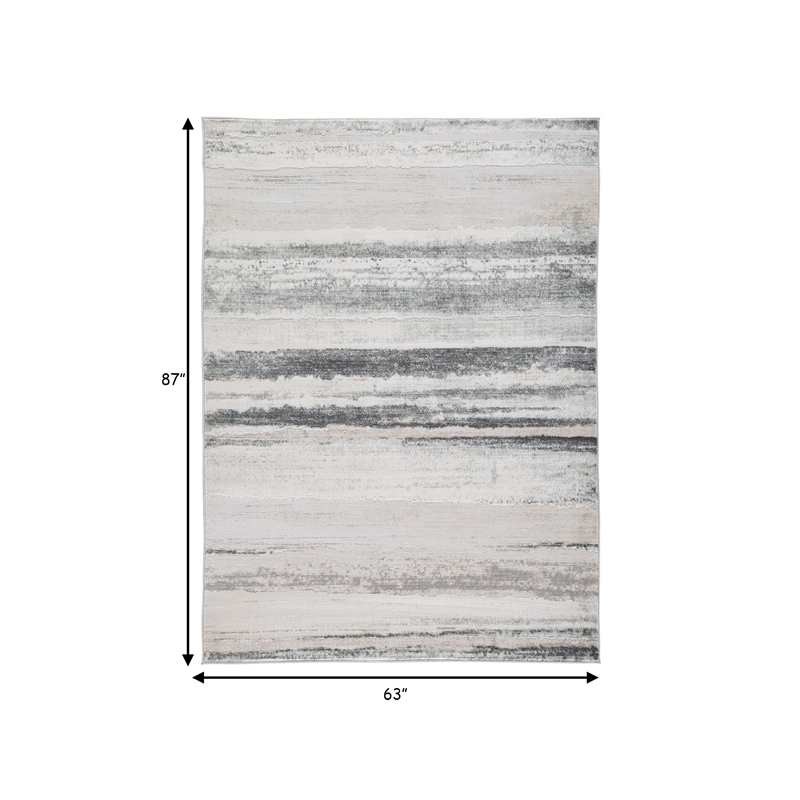 Oxy 5 x 7 Modern Area Rug- Clean Abstract Design- Soft Fabric- Gray- Gold