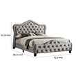 Pue California King Size Bed- Vintage Gray Button Tufted Chesterfield Style