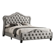 Pue California King Size Bed- Vintage Gray Button Tufted Chesterfield Style