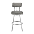 Col 26 Inch Swivel Counter Stool- Gray Faux Leather- Stainless Steel Frame
