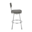 Col 26 Inch Swivel Counter Stool- Gray Faux Leather- Stainless Steel Frame