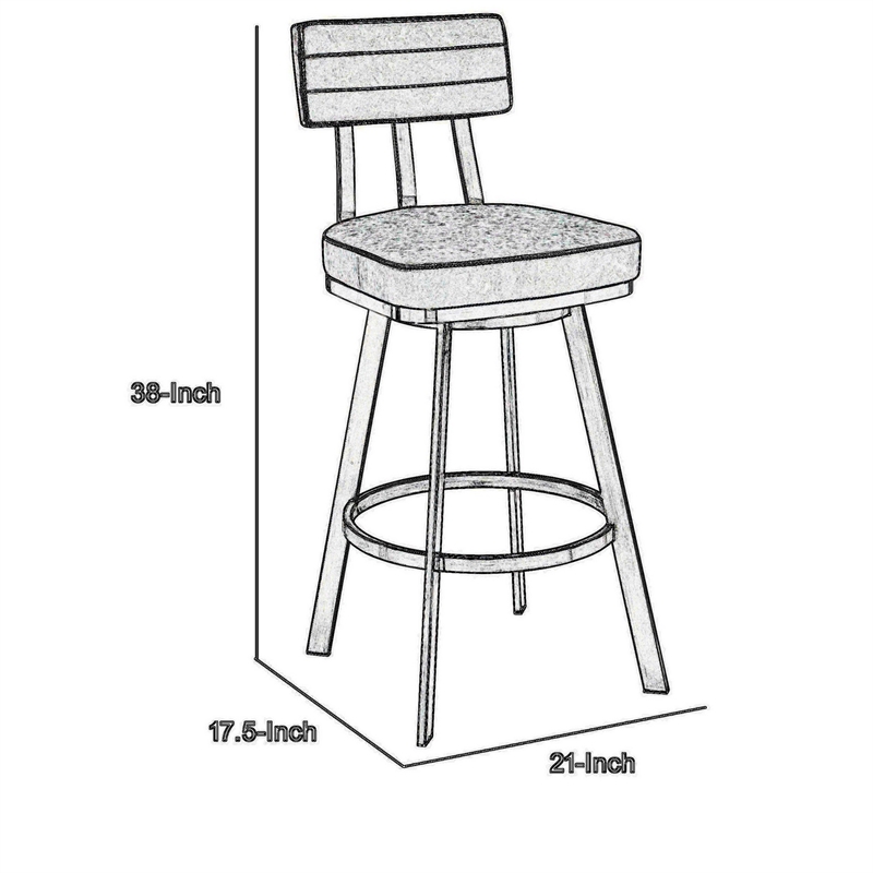 Col 26 Inch Swivel Counter Stool- Gray Faux Leather- Stainless Steel Frame