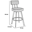 Col 26 Inch Swivel Counter Stool- Gray Faux Leather- Stainless Steel Frame