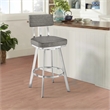 Col 26 Inch Swivel Counter Stool- Gray Faux Leather- Stainless Steel Frame