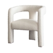 27 Inch Boucle Accent Chair- Curved Back- Cushioned Seating- Ivory Finish