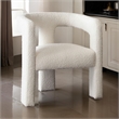 27 Inch Boucle Accent Chair- Curved Back- Cushioned Seating- Ivory Finish