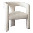27 Inch Boucle Accent Chair- Curved Back- Cushioned Seating- Ivory Finish