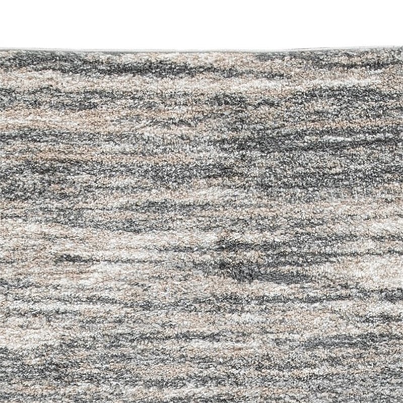 Zeni 5 x 7 Modern Area Rug- Smokey Lined Design- Soft Fabric- Ivory- Beige