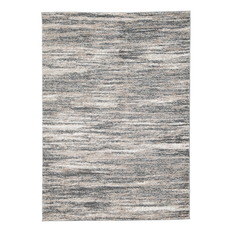 Zeni 5 x 7 Modern Area Rug- Smokey Lined Design- Soft Fabric- Ivory- Beige