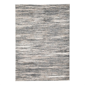 Zeni 5 x 7 Modern Area Rug- Smokey Lined Design- Soft Fabric- Ivory- Beige