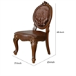 Kai 25 Inch Set of 2 Dining Chair- Scrolled Legs Tufted Faux Leather- Brown