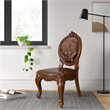 Kai 25 Inch Set of 2 Dining Chair- Scrolled Legs Tufted Faux Leather- Brown