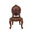 Kai 25 Inch Set of 2 Dining Chair- Scrolled Legs Tufted Faux Leather- Brown